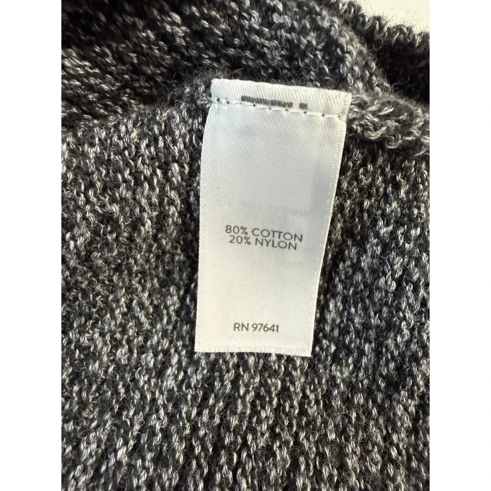 Pure Jill Gray Marled Cotton Blend Textured Knit Crew Neck Sweater Womens Large